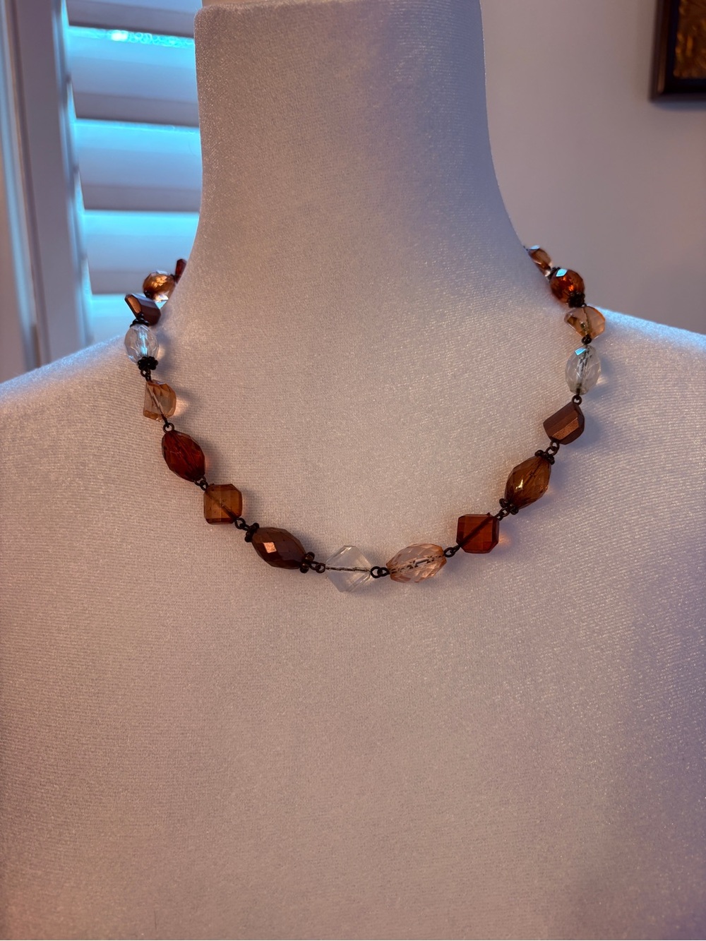 Faceted Brown and Clear Bead Women's Necklace